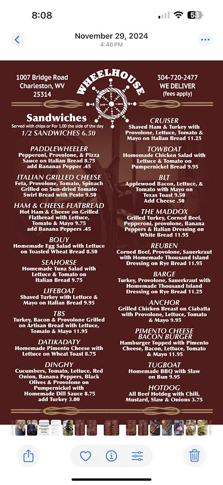 Wheelhouse Menu image 1